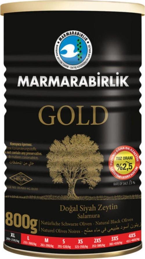 Gold Doğal Siyah Zeytin (Çok Tuzsuz) (800 Gr Xl)