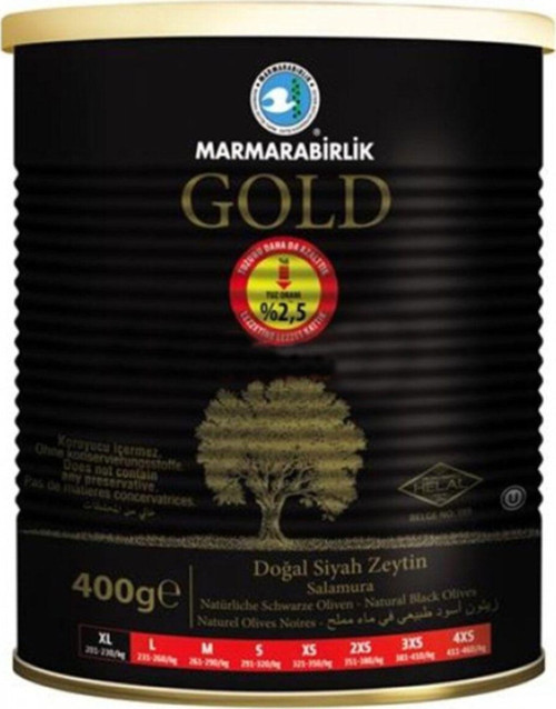 Gold Siyah Zeytin 400 Gr (Teneke) 6'Lı Koli