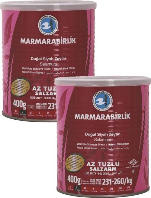 Hiper Az Tuzlu Siyah Zeytin 231-260 (L) 400Gr Tnk ( 2 Adet )