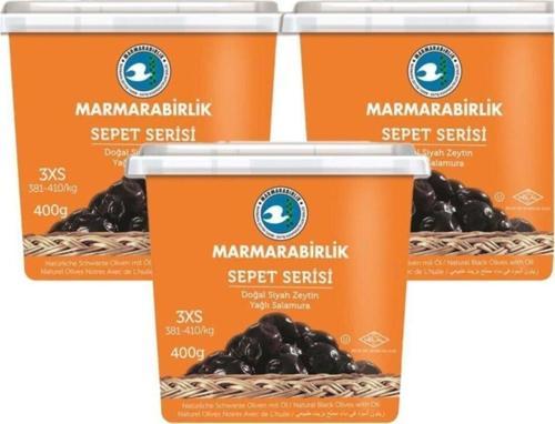 Sepet Serisi Siyah Zeytin 381-410 (3Xs) 400 Gr Hazır Kap 3'Lü