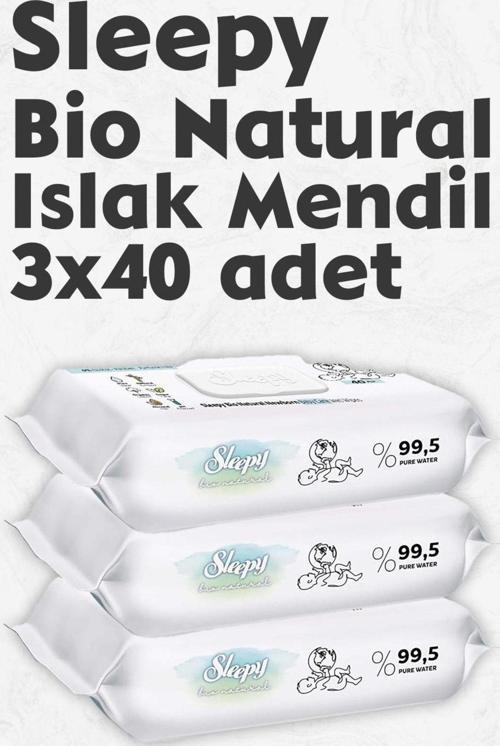 Islak Mendil Bio Natural 3X40 Adet