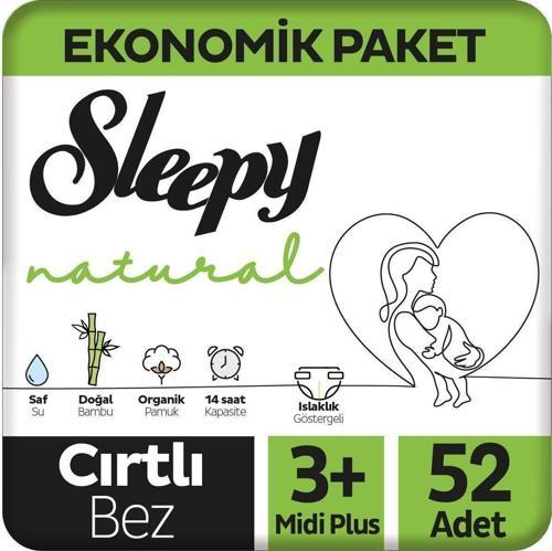 Natural Ekonomik Paket Bebek Bezi 3+ Numara Midi Plus 52 Adet