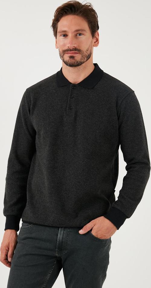 Pamuklu Regular Fit Düğmeli Polo Yaka Erkek Kazak 456211 HAKİ