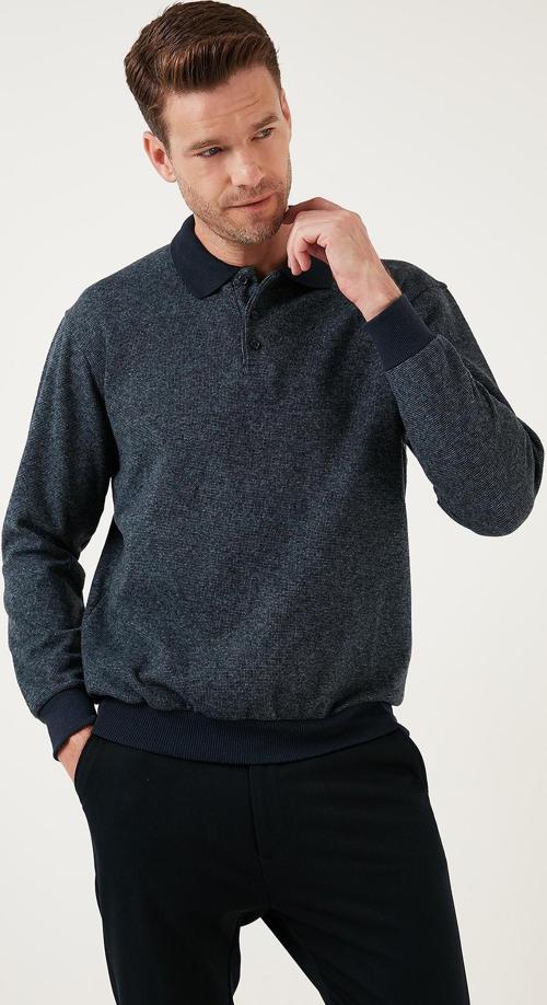 Pamuklu Regular Fit Düğmeli Polo Yaka Erkek Kazak 456211 LACİVERT