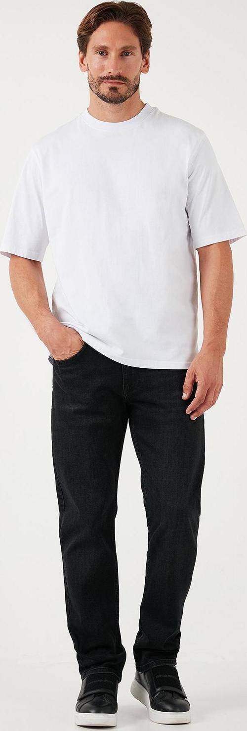 Pamuklu Yüksek Bel Comfort Fit Boru Paça Jeans Erkek Kot Pantolon 4411S16TEXAS SİYAH