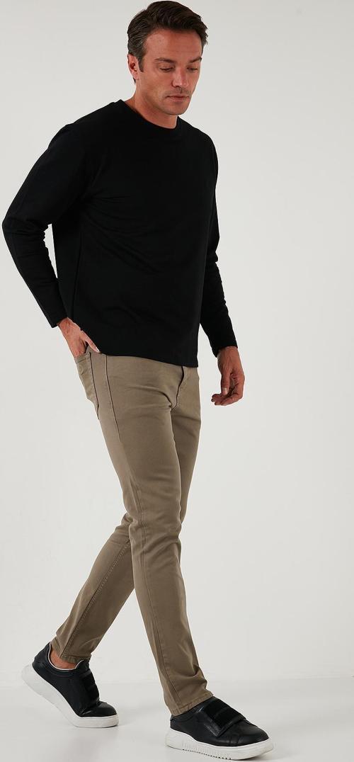 Streç Pamuklu Regular Fit Normal Bel Düz Paça Erkek Pantolon 674002 HAKİ