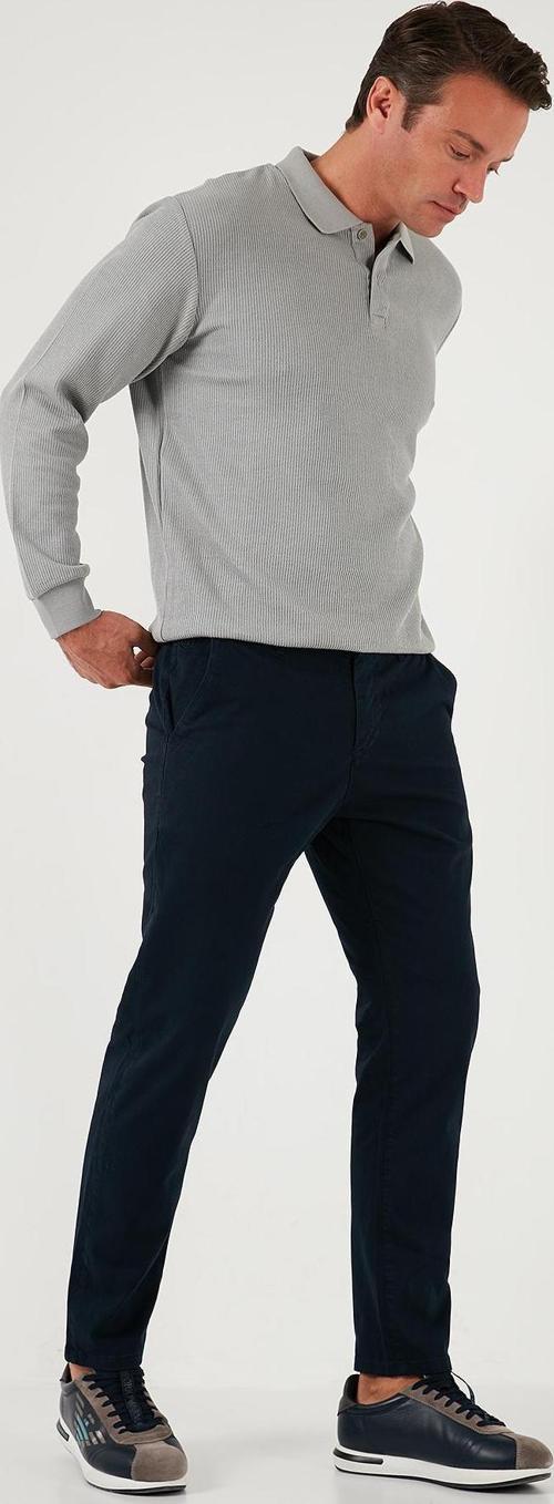 Streç Pamuklu Slim Fit Normal Bel Boru Paça Erkek Pantolon 674003 LACİVERT