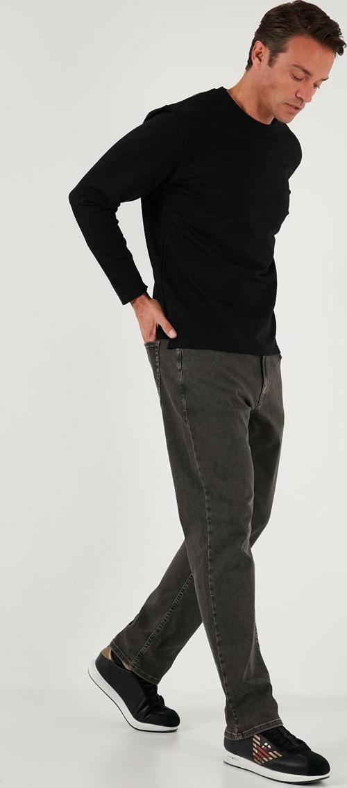Streç Pamuklu Comfort Fit Yüksek Bel Boru Paça Jeans Erkek Kot Pantolon 4411S27TEXAS HAKİ