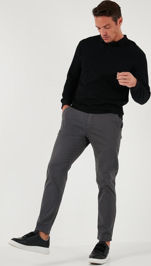 Streç Pamuklu Slim Fit Normal Bel Boru Paça Erkek Pantolon 674003 ANTRASİT