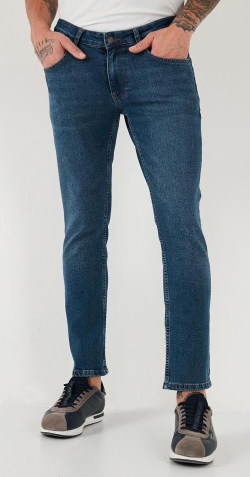 Pamuklu Regular Fit Normal Bel Boru Paça Jeans Erkek Kot Pantolon 2212S18PARMA LACİVERT