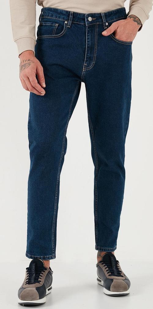 Streç Pamuklu Slim Fit Normal Bel Boru Paça Jeans Erkek Kot Pantolon 5900S34MILANO LACİVERT