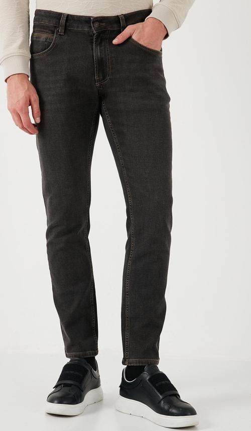 Streç Pamuklu Regular Fit Normal Bel Boru Paça Jeans Erkek Kot Pantolon 2211S21PARMA SİYAH
