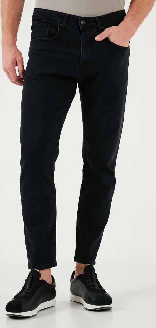 Streç Pamuklu Slim Fit Normal Bel Boru Paça Erkek Kot Pantolon 5900S43MILANO SİYAH