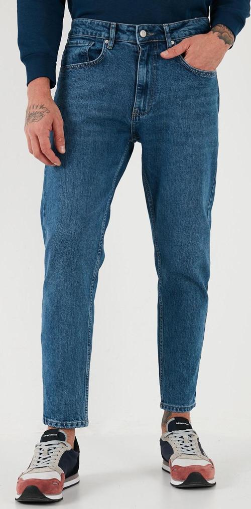 Streç Pamuklu Slim Fit Normal Bel Boru Paça Jeans Erkek Kot Pantolon 5900S281MILANO MAVİ