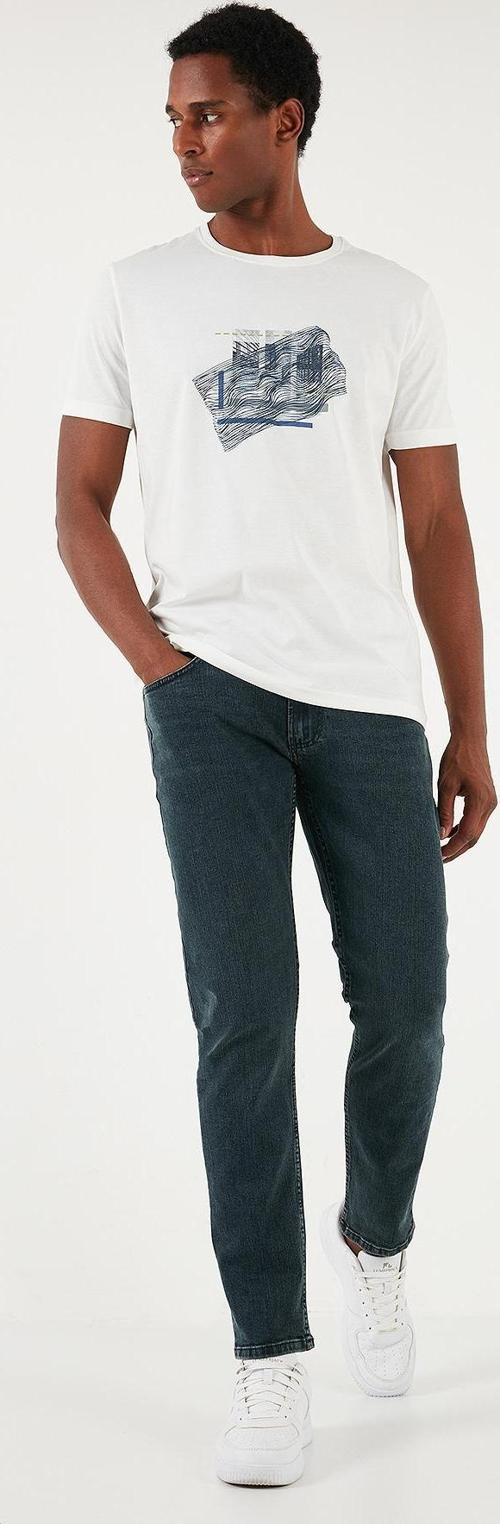Streç Pamuklu Regular Fit Normal Bel Boru Paça Jeans Erkek Kot Pantolon 2210S09PARMA MAVİ-HAKİ