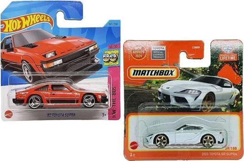 2 Araç Set - Hot Wheels '82 Toyota Supra & Matchbox 2023 Toyota GR Supra (1/64)