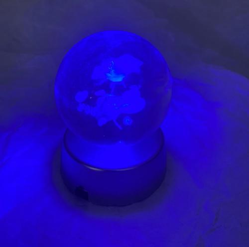 3D Led Işık Cam Küre Çiçek I Love You Pilli 7 cm
