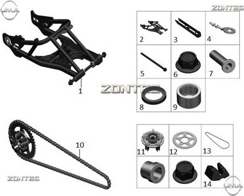 Zontes S250 Arka Salıncak Orj