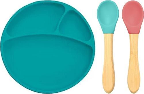 Silikon Tabak+Bambu Saplı Silikon Kaşık