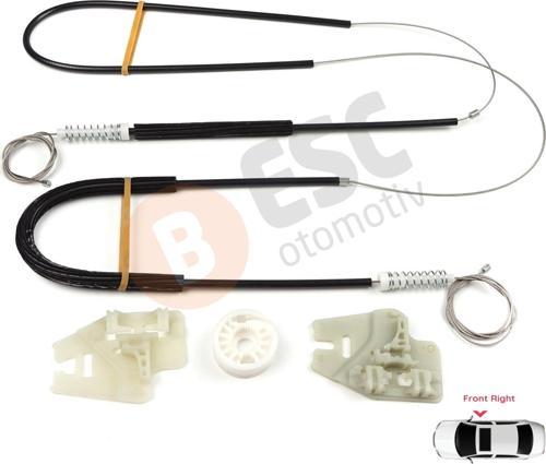 BMW 3 Seri E46 1998-2001 4/5 Kapı İçin Ön Sağ Kapı Cam Kriko Seti