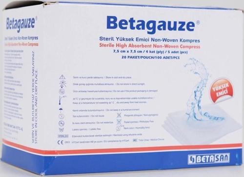 Beta Gauze Steril NonWoven Kompres 7,5cmx7,5cm (5x20) - 100'lü Kutu
