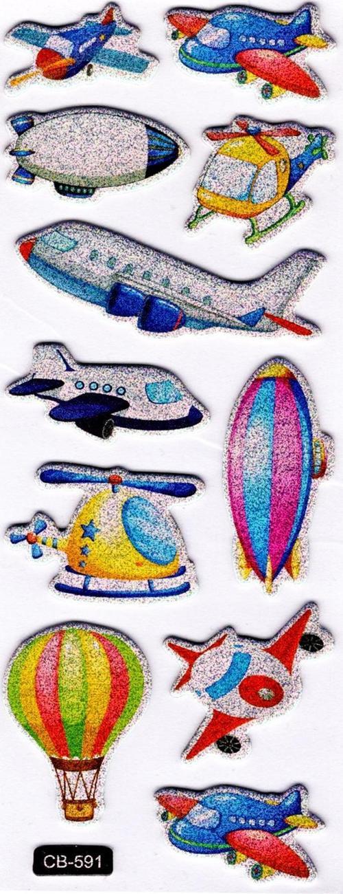 Sticker Kabartmalı Sticker Defter, Planlayıcı Etiket - (cb-591) 16x7 cm- Uçak, Uçan Balon