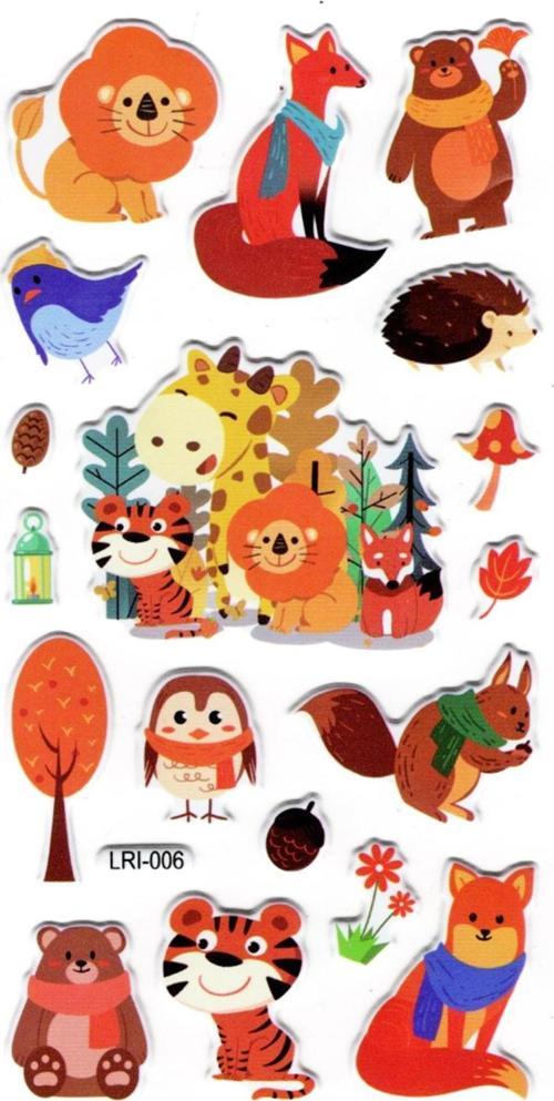 Sticker Kabartmalı Stiker Defter, Planlayıcı Etiket (LRI006) - 17X9 cm - Hayvanlar Alemi