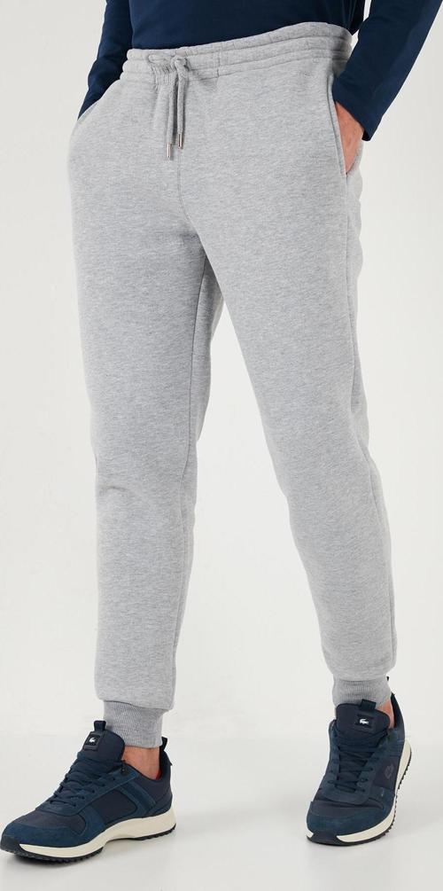 Pamuklu Regular Fit Normal Bel Cepli Erkek Eşofman Altı 5908060 GRİ MELANJ