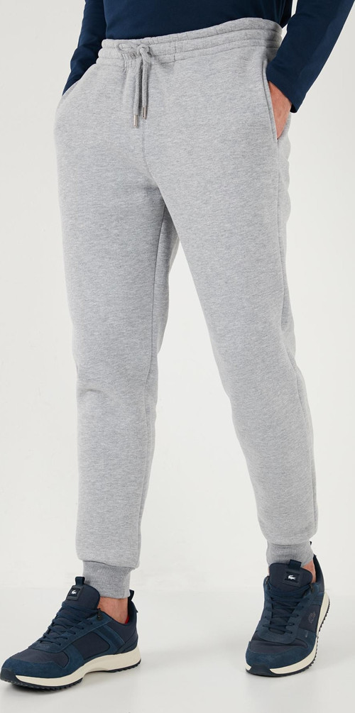 Pamuklu Regular Fit Normal Bel Cepli Erkek Eşofman Altı 5908060 GRİ MELANJ