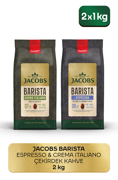 Barista Çekirdek Kahve Avantajlı Paket 2 Kg ( Crema Italiano 1Kg Espresso 1Kg )