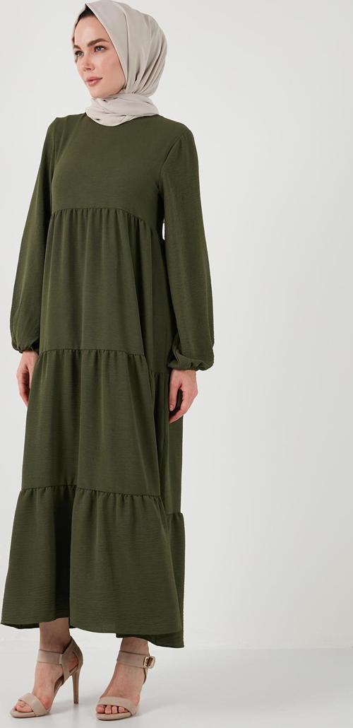Modest Regular Fit Dik Yaka Uzun Bayan Elbise 611EL545 HAKİ