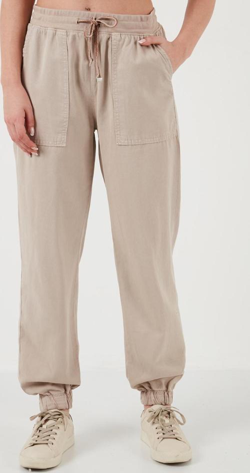 Regular Fit Yüksek Bel Jogger Spor Bayan Pantolon 668YP5039 TAŞ