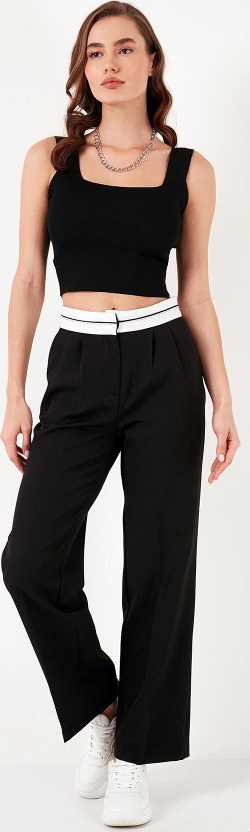 Yüksek Bel Regular Fit Geniş Paça Bayan Pantolon 611PL061 SİYAH