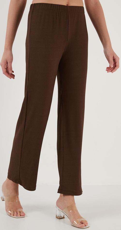 Fitilli Rahat Kesim Bol Paça Bayan Pantolon 5865028 KAHVE