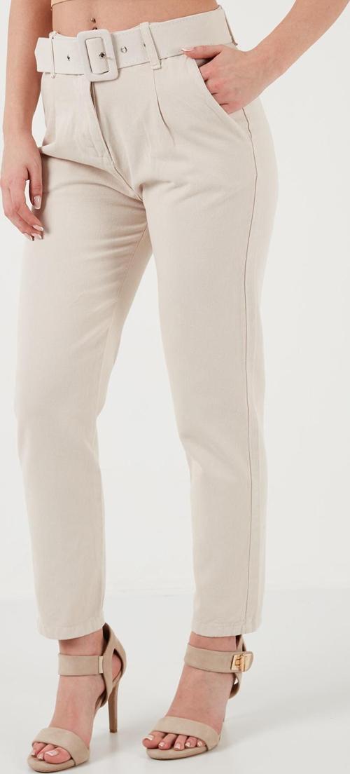 Pamuklu Normal Bel Regular Fit Kemerli Bayan Pantolon 668YP4152 TAŞ