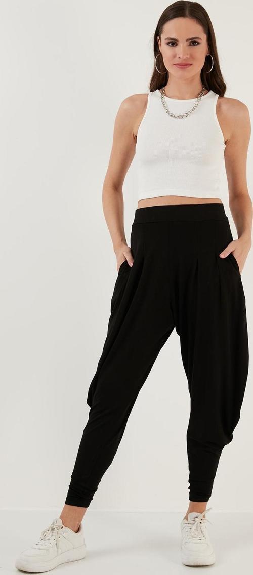 Yüksek Bel Rahat Kesim Cepli Şalvar Bayan Pantolon 5865027 SİYAH