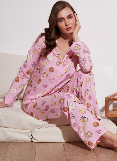 Reguar Fit Yumuşak Dokulu Bayan Pijama Takımı 611PT288Y PEMBE