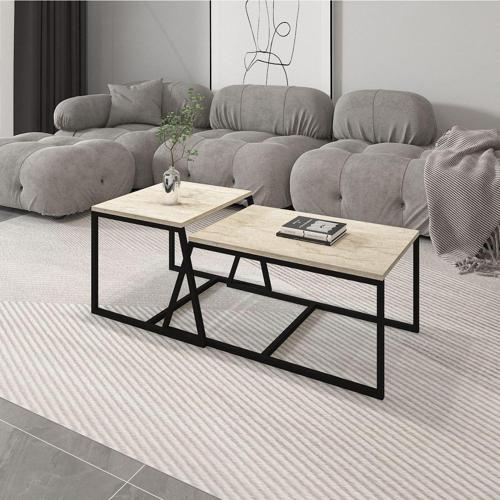 Minimal 2'Li Orta Sehpa Traverten