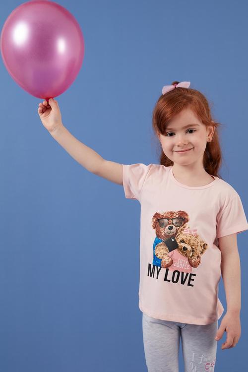 Baskılı Bisiklet Yaka Pamuklu Kız Çocuk T Shirt 6211034 SOMON