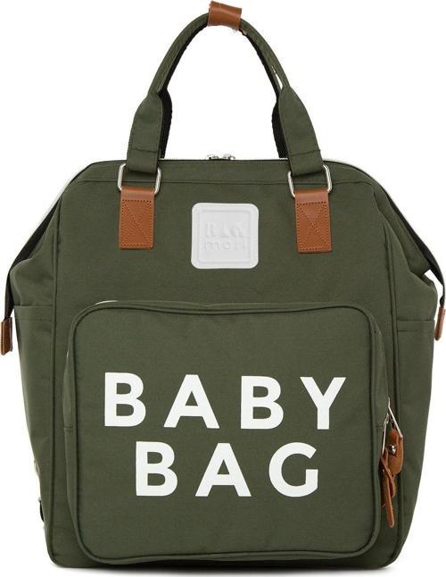Baby Bag Baskılı Cepli Anne Bebek Bakım Sırt Çantası Haki