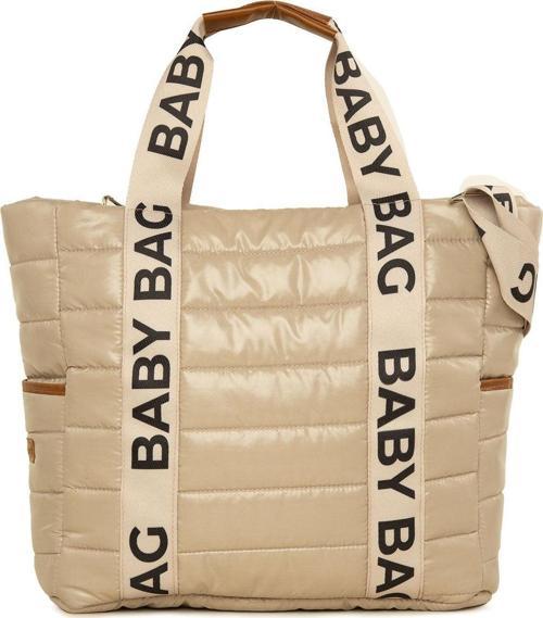 Baby Bag Kolonlu Nakışlı Puf Anne Bebek Çantası Vizon