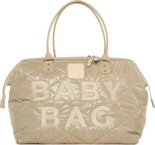 Baby Bag Nakışlı Puf Şişme Anne Bebek Bakım Çanta Vizon