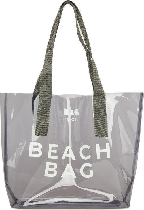 Beach Bag Baskılı Şeffaf Plaj Çantası Gri