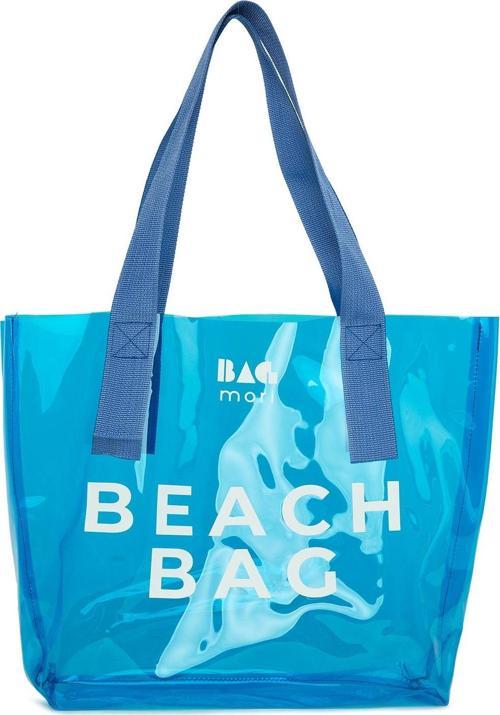 Beach Bag Baskılı Şeffaf Plaj Çantası Mavi