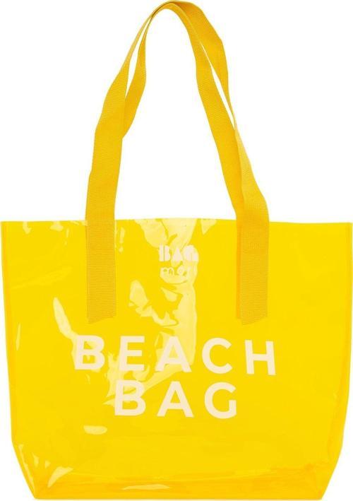 Beach Bag Baskılı Şeffaf Plaj Çantası Sarı
