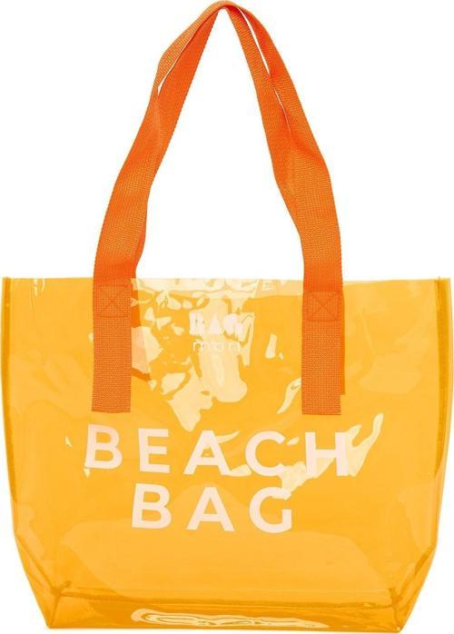 Beach Bag Baskılı Şeffaf Plaj Çantası Turuncu