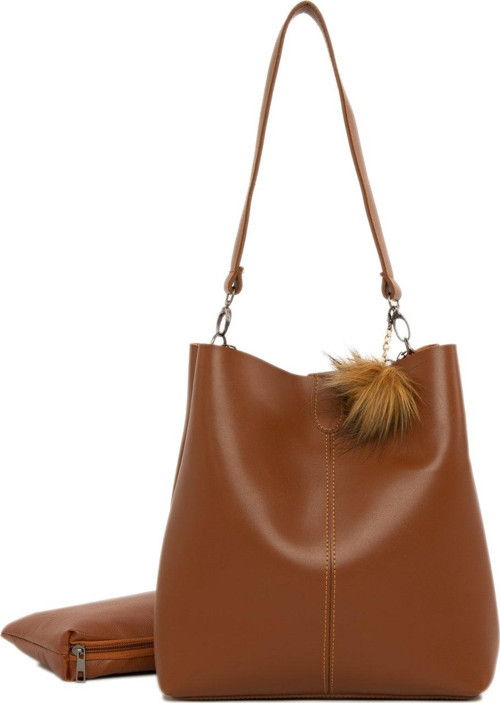 Biritli Mıknatıs Çıtçıtlı Çanta Taba