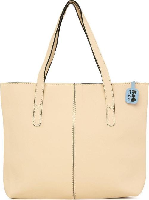 Dokulu Omuz Askılı Tote Çanta Krem