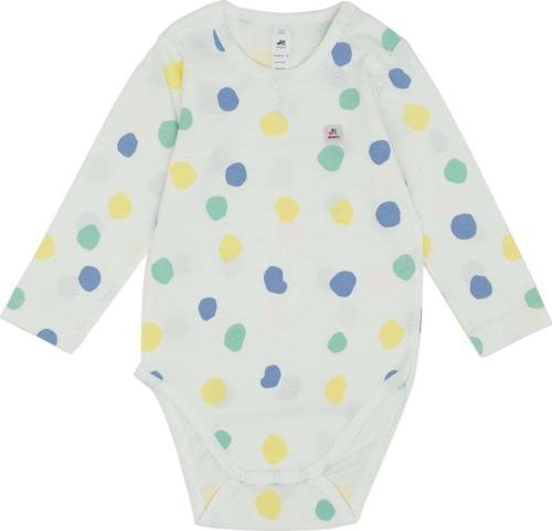 Jrmori Puantiye Baskılı Omuz Çıtçıtlı Uzun Kollu Body Beyaz