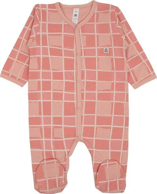 Kare Baskılı Boydan Çıtçıtlı Tulum Pembe
